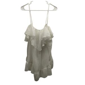 Victoria's Secret NWT Size Large White Metallic Thin Strap Ruffle Nightie Top